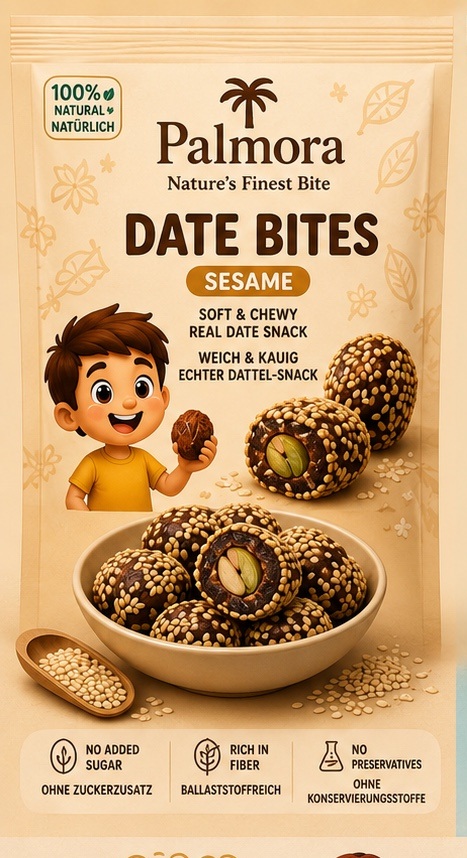 Palmora Date Bites Sesame pouch